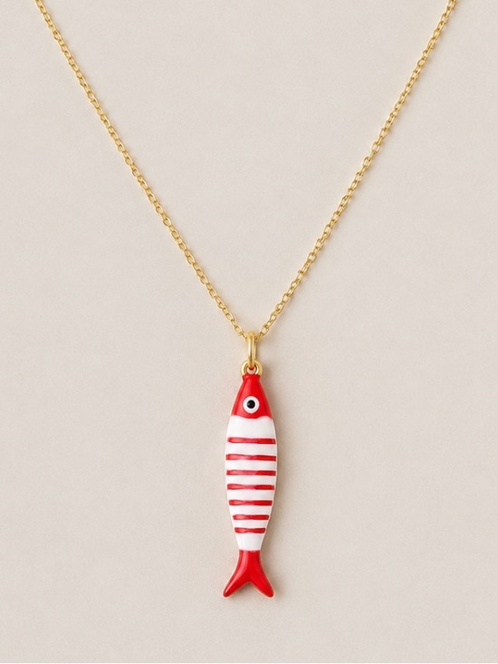 Jewelry - New! Coastal 18K Gold Plated Red Fish Sardine Necklace NWOT (5009)
